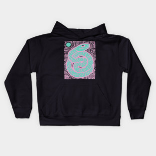 Mystic Serpent Linocut - Spiritual Snake Art Kids Hoodie