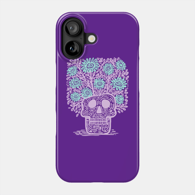 Skull Flower Pot - Pastel Goth Botanical Art Phone Case by TuncGK