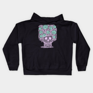 Skull Flower Pot - Pastel Goth Botanical Art Kids Hoodie