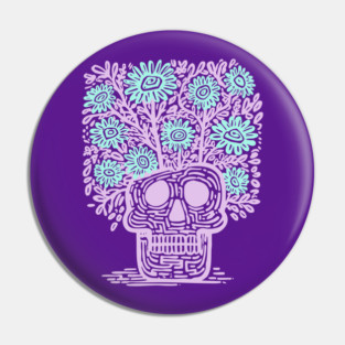 Skull Flower Pot - Pastel Goth Botanical Art Pin