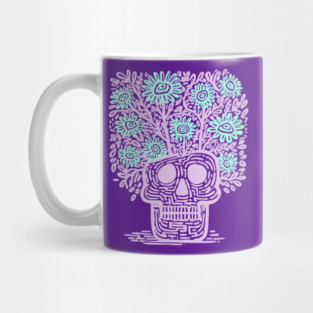 Skull Flower Pot - Pastel Goth Botanical Art Mug