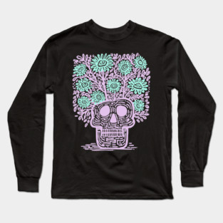Skull Flower Pot - Pastel Goth Botanical Art Long Sleeve T-Shirt