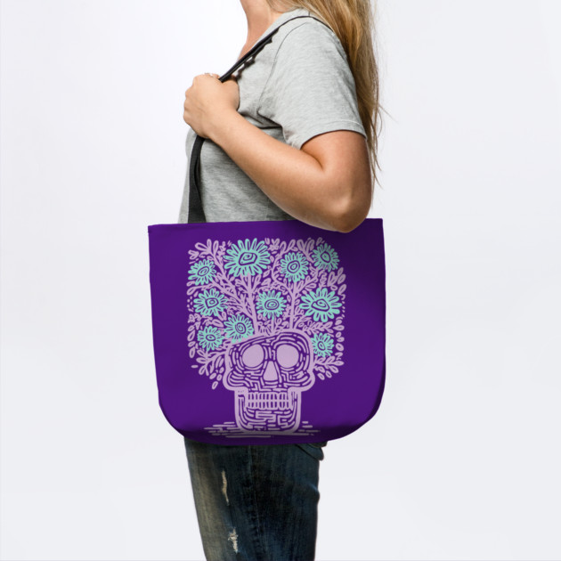 Skull Flower Pot - Pastel Goth Botanical Art by TuncGK