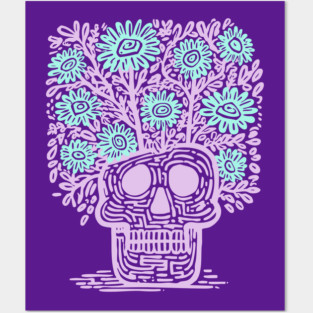 Skull Flower Pot - Pastel Goth Botanical Art Posters and Art
