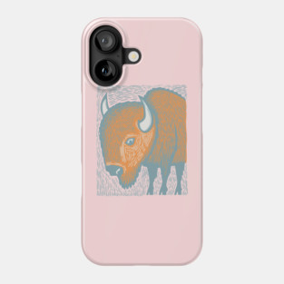 Majestic American Bison - Great Plains Linocut Phone Case
