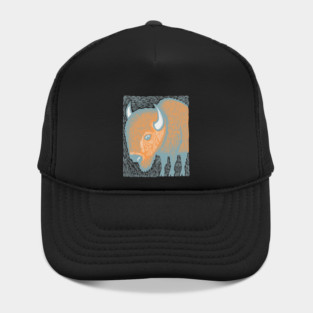 Majestic American Bison - Great Plains Linocut Hat
