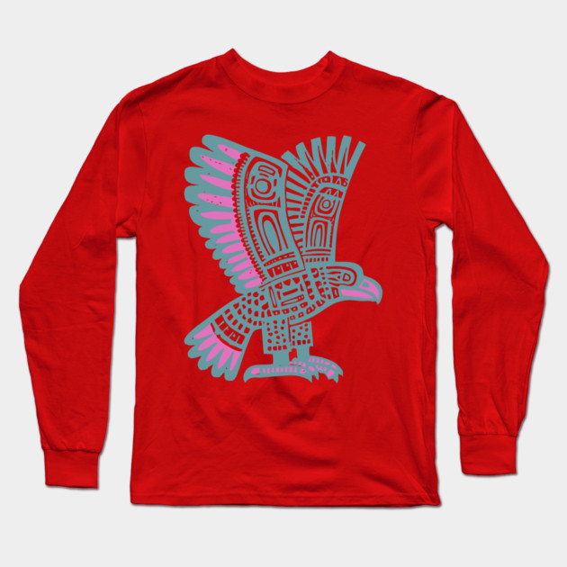 Tribal Eagle Totem - Pacific Northwest Inspired Art Long Sleeve T-Shirt by TuncGK