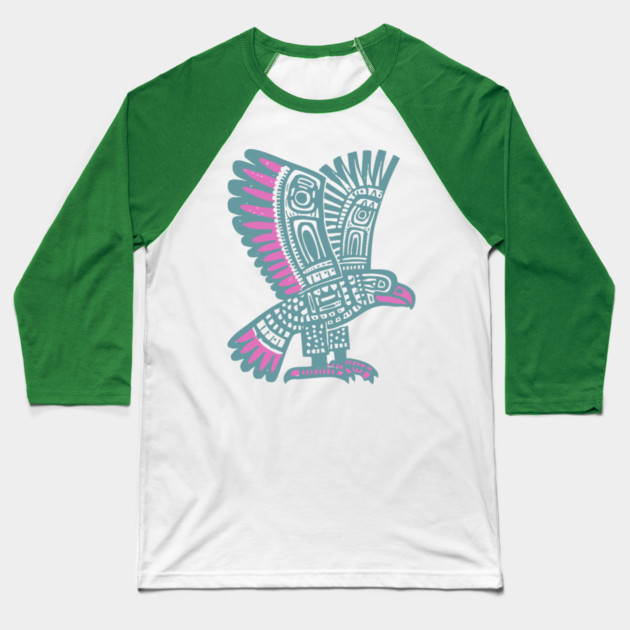 Tribal Eagle Totem - Pacific Northwest Inspired Art Baseball T-Shirt by TuncGK