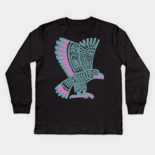 Tribal Eagle Totem - Pacific Northwest Inspired Art Kids Long Sleeve T-Shirt
