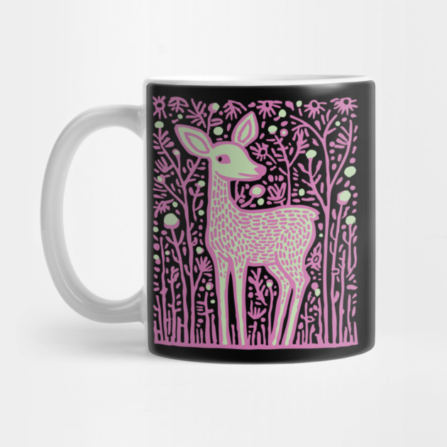 Magical Fawn in a Pink Forest - Fairycore Kids Art by TuncGK