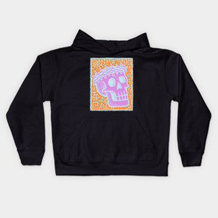 Psychedelic Skull with Crown of Thorns - Modern Gothic Art Kids Hoodie