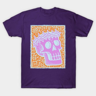 Psychedelic Skull with Crown of Thorns - Modern Gothic Art T-Shirt