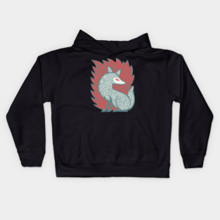Flaming Kitsune Guardian - Epic Japanese Mythology Art Kids Hoodie
