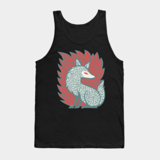 Flaming Kitsune Guardian - Epic Japanese Mythology Art Tank Top