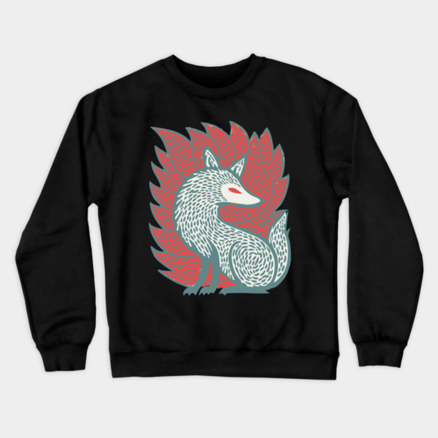 Flaming Kitsune Guardian - Epic Japanese Mythology Art Crewneck Sweatshirt by TuncGK