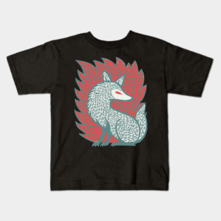 Flaming Kitsune Guardian - Epic Japanese Mythology Art Kids T-Shirt