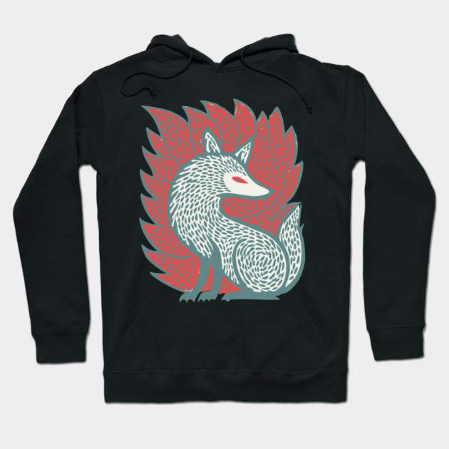 Flaming Kitsune Guardian - Epic Japanese Mythology Art Hoodie by TuncGK