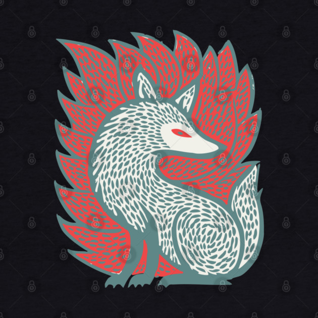 Flaming Kitsune Guardian - Epic Japanese Mythology Art by TuncGK