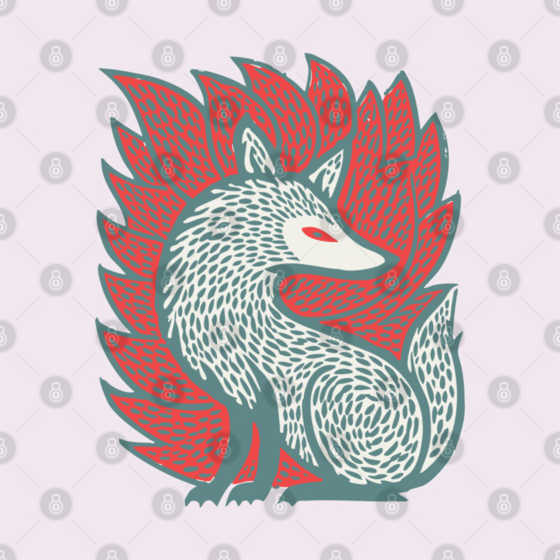 Flaming Kitsune Guardian - Epic Japanese Mythology Art by TuncGK