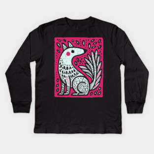 Flaming Kitsune - Japanese Fox Spirit Mythology Kids Long Sleeve T-Shirt