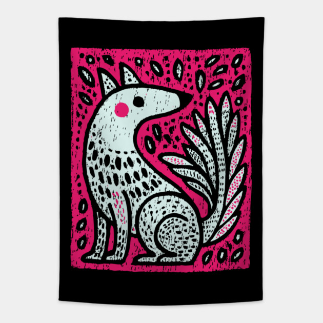 Flaming Kitsune - Japanese Fox Spirit Mythology Tapestry by TuncGK