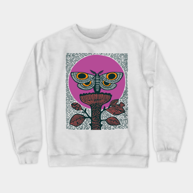 Mystic Death's-Head Moth - Visionary Folk Art Crewneck Sweatshirt by TuncGK