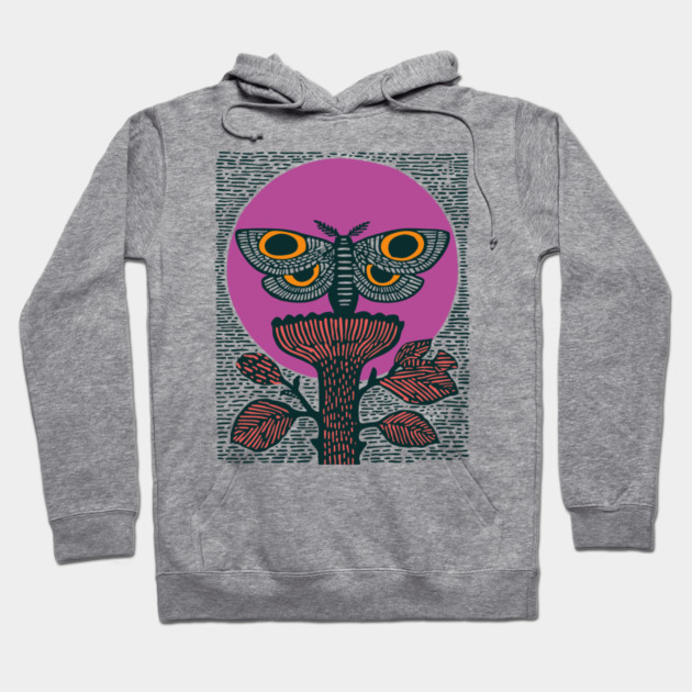 Mystic Death's-Head Moth - Visionary Folk Art Hoodie by TuncGK