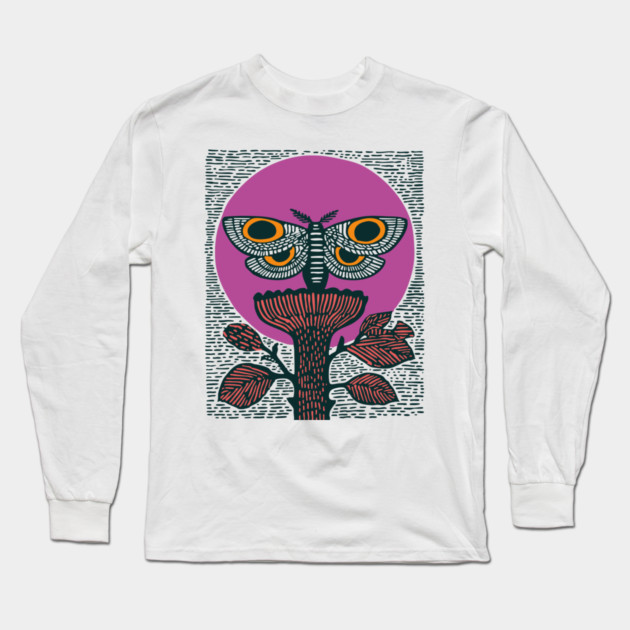 Mystic Death's-Head Moth - Visionary Folk Art Long Sleeve T-Shirt by TuncGK