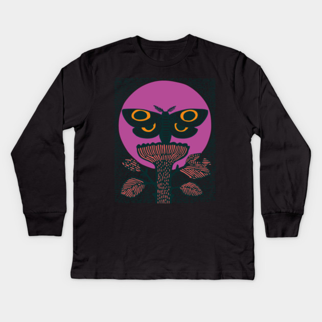 Mystic Death's-Head Moth - Visionary Folk Art Kids Long Sleeve T-Shirt by TuncGK
