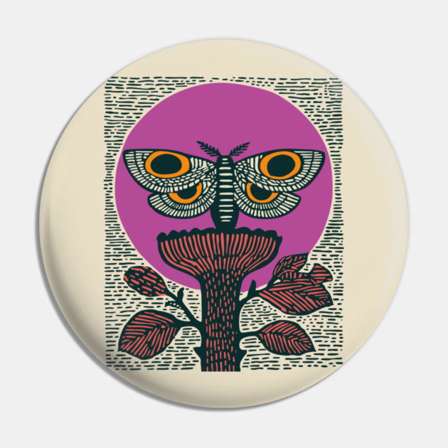 Mystic Death's-Head Moth - Visionary Folk Art Pin by TuncGK