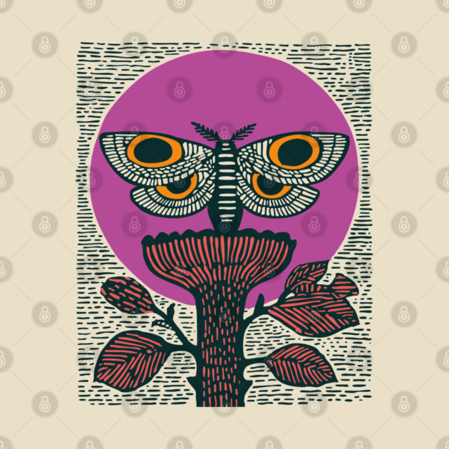 Mystic Death's-Head Moth - Visionary Folk Art by TuncGK