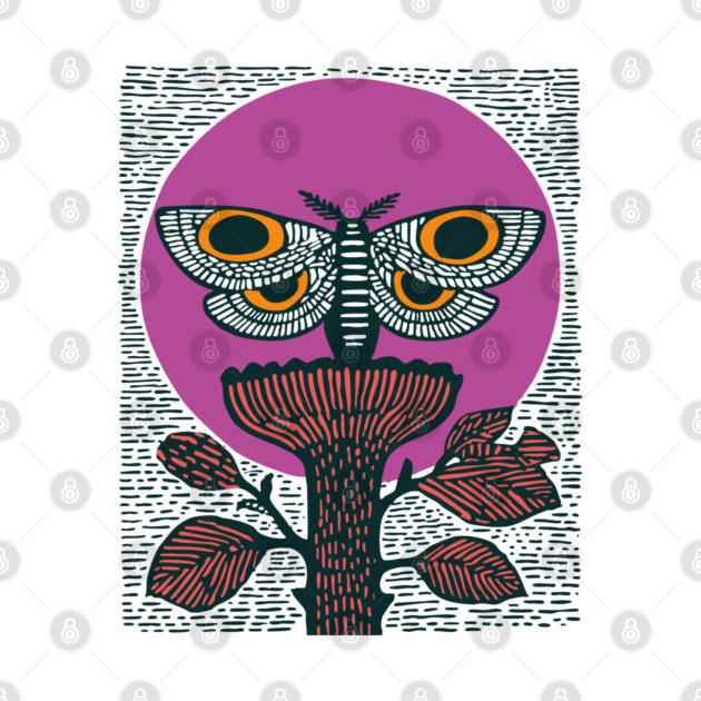 Mystic Death's-Head Moth - Visionary Folk Art by TuncGK