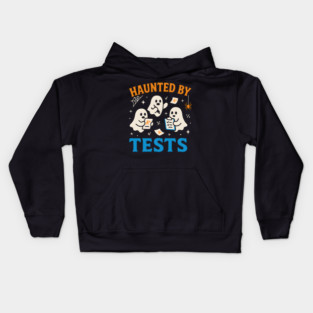 Haunted by Tests Funny Ghost Student Halloween Exam Graphic Kids Hoodie