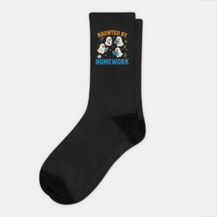 Haunted by Homework Funny Ghost Student Halloween Graphic Socks