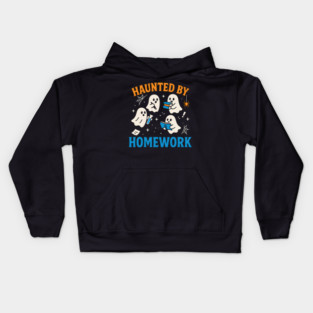 Haunted by Homework Funny Ghost Student Halloween Graphic Kids Hoodie