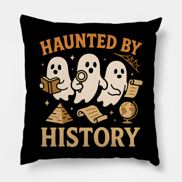 Haunted by History Funny Ghost Teacher Student Halloween Graphic Pillow by MakerMind8.2