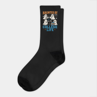 Haunted by College Life Funny Ghost Student Halloween Graphic Socks