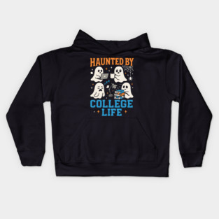 Haunted by College Life Funny Ghost Student Halloween Graphic Kids Hoodie