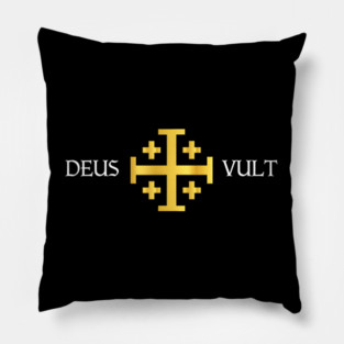 Deus Vult Jerusalem Cross Catholic Faith Pillow