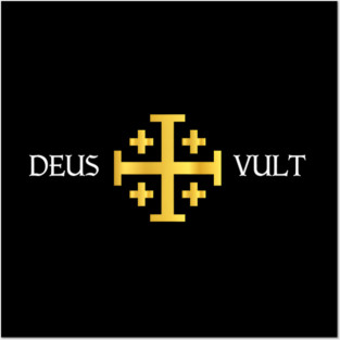 Deus Vult Jerusalem Cross Catholic Faith Posters and Art