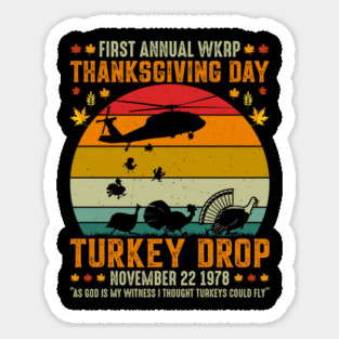 Thanksgiving WKRP Turkey Drop Sticker