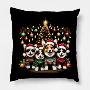 Corgi Dog Family Christmas Ugly Sweater Holiday Pillow