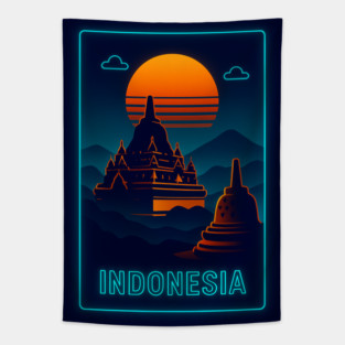 Indonesia 🇮🇩 Neon Travel Tapestry