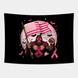 Bigfoot Pink Ribbon Breast Month Tapestry