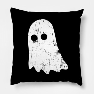 Cute Vintage Ghost – Simple Distressed Grunge Halloween Pillow