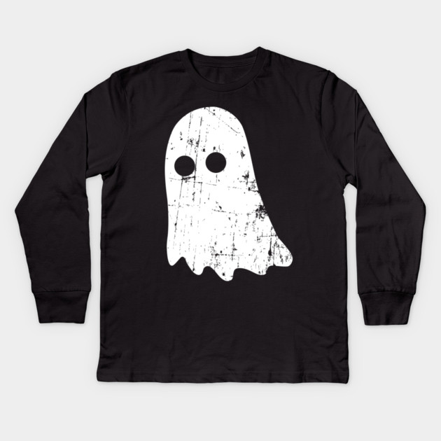 Cute Vintage Ghost – Simple Distressed Grunge Halloween Kids Long Sleeve T-Shirt by Butter Creative