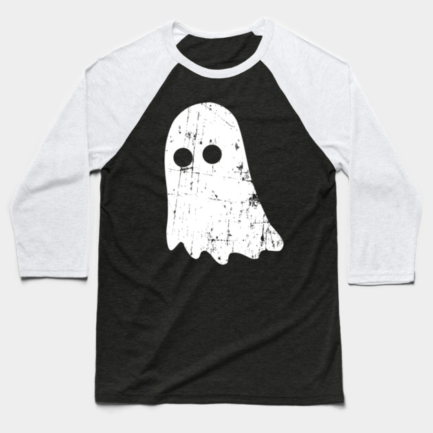 Cute Vintage Ghost – Simple Distressed Grunge Halloween Baseball T-Shirt by Butter Creative