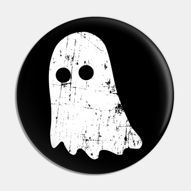 Cute Vintage Ghost – Simple Distressed Grunge Halloween Pin by Butter Creative