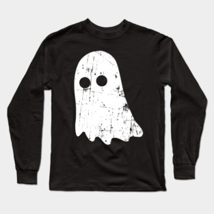Cute Vintage Ghost – Simple Distressed Grunge Halloween Long Sleeve T-Shirt