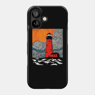 Lighthouse at Sunrise - Coastal Snow Scene Phone Case
